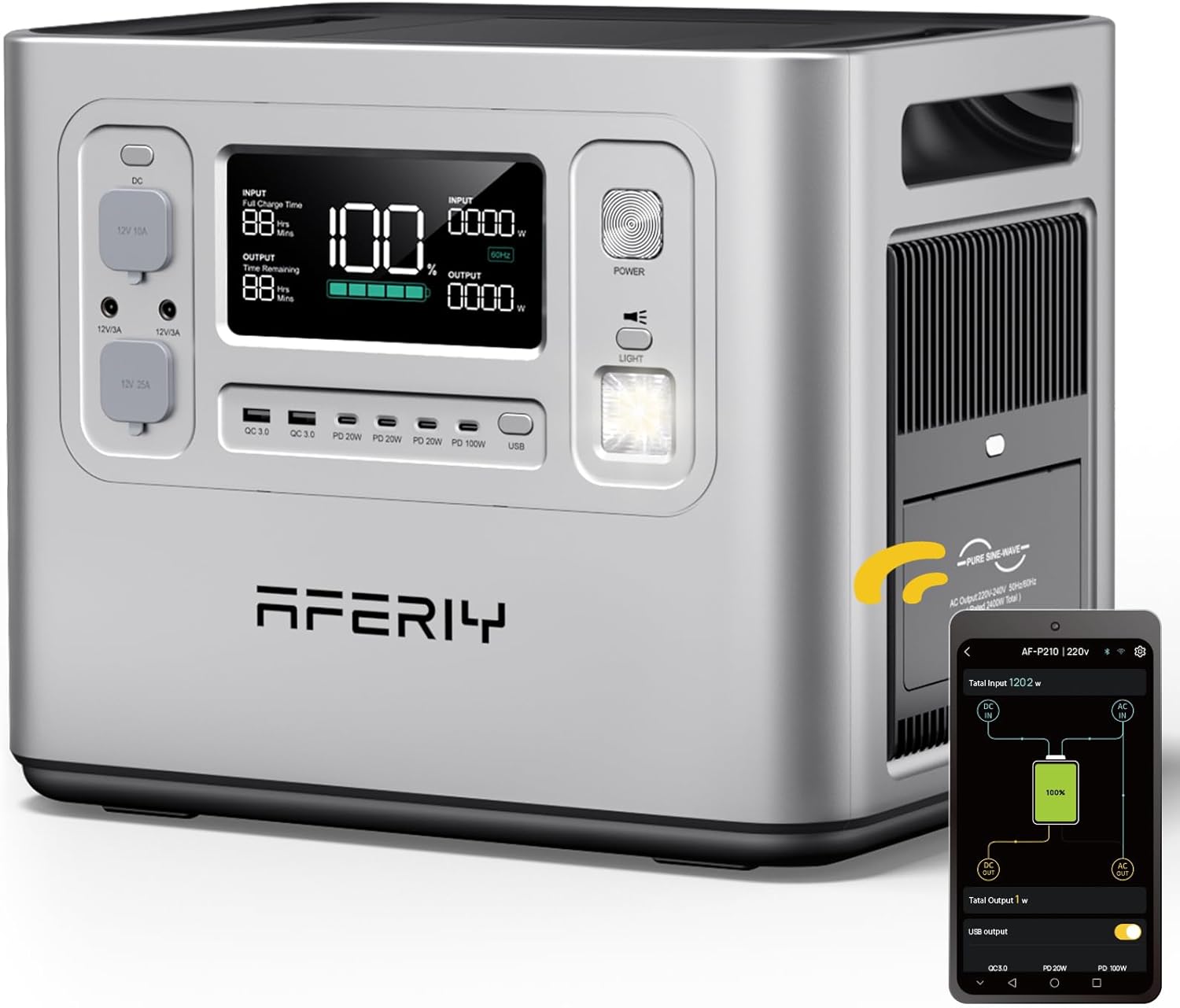 AFERIY 2400W P210 generador solar portátil 2048Wh LFP con UPS
