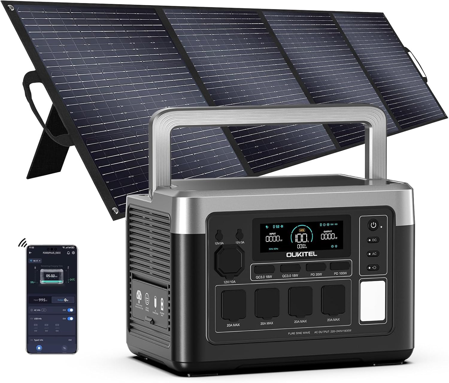 OUKITEL P1000 Plus generador solar portátil 1024Wh LFP 1800W